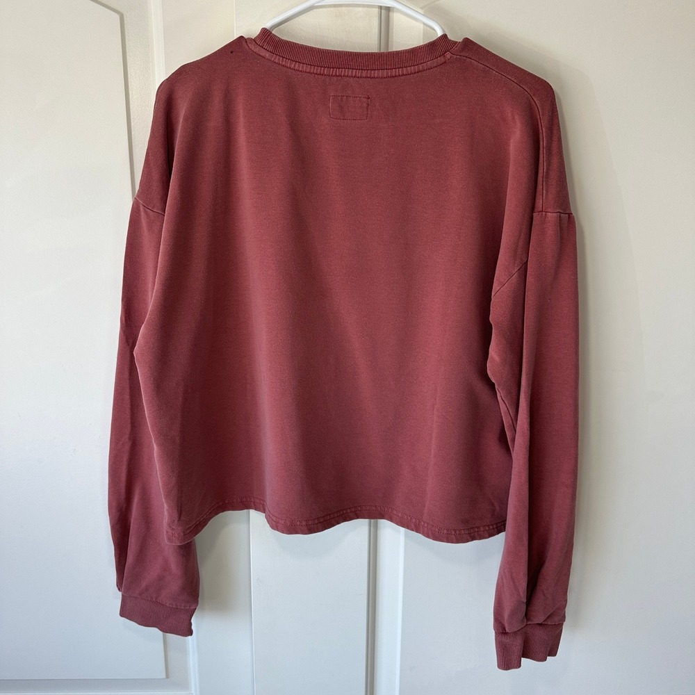 Marine Layer Tate Crop Sweatshirt Red Ochre Muted‎ Comfy Modal Cotton Womens XL - Picture 5 of 5